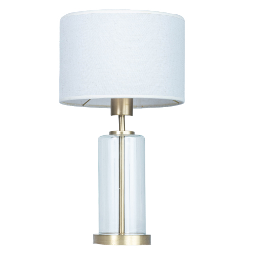 Velador dorado con vidrio base de 12cm y altura de 40cm